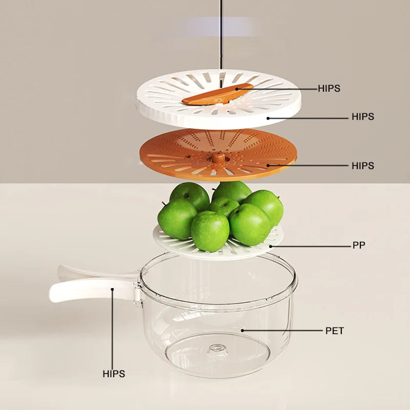 Foldable Double Layer Colander Fruit Veggie Washing Draining Bowl Kitchen Strainer Refrigerator Fresh‑keeping Storage Box Quake