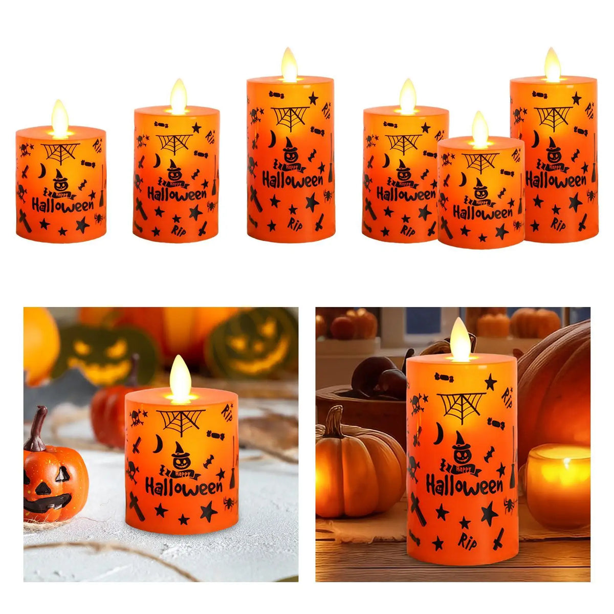 LED Pillar Candle Party Centerpiece Halloween Flickering Flameless Candle Quake