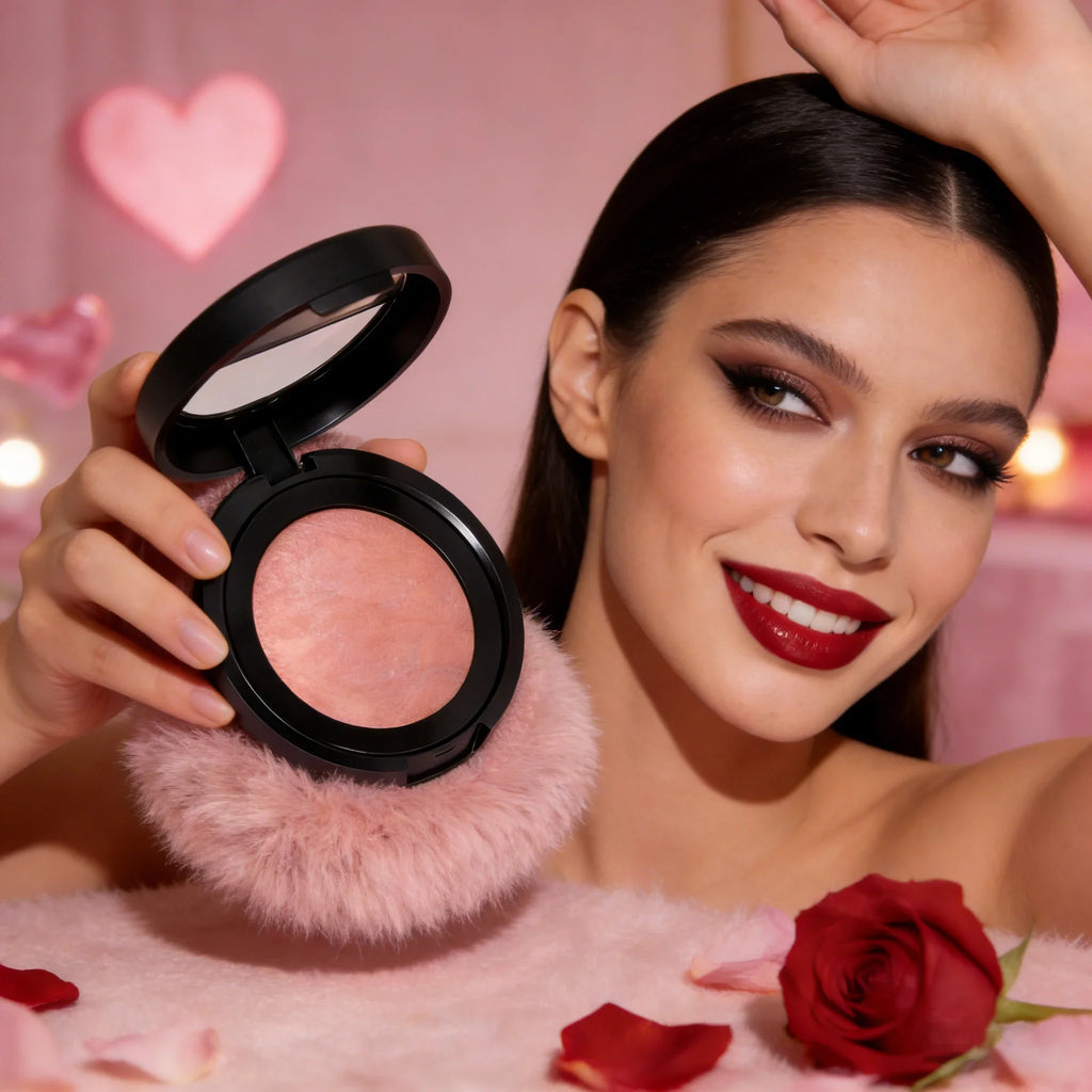 Korean Style Single Color Baking Blush Sculpting Face Powder Shimmer Pearl Glow Valentine's Day Gift for Women Makeup Quake