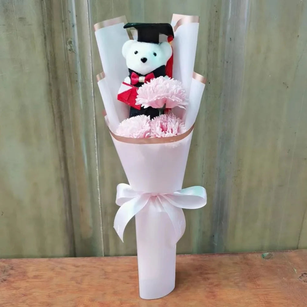 Sunflower Bear Bouquet Rose Plush Toy Sunflower Soap Flower Bouquet Decoration Graduation Gift Cartoon Lovely Bear Quake