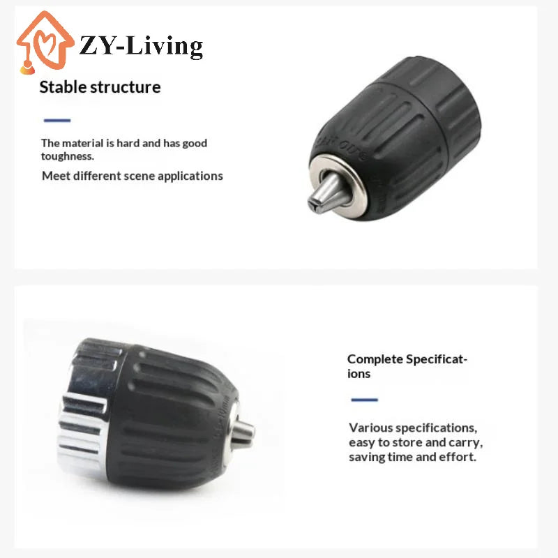 1Pcs Keyless Drill Chuck 0.8-10mm 3/8-24UNF Hex Shank SDS Plus Square Quick Grip Adapter For Drill Bit Screwdriver Tap Socket Quake