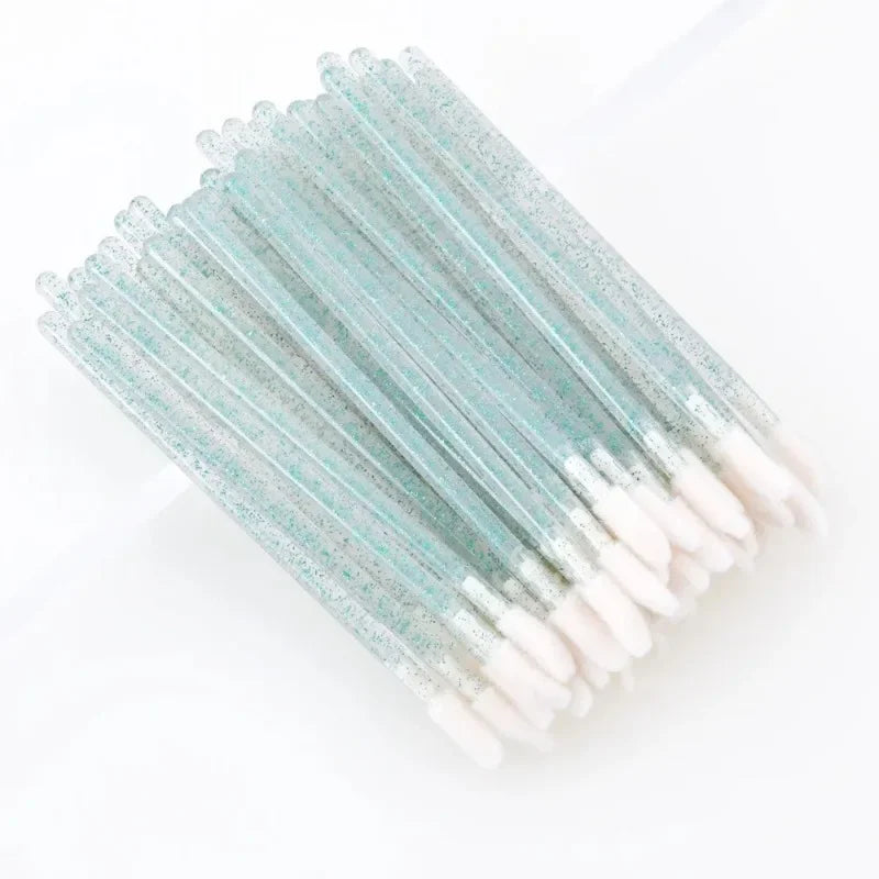 50Pcs/Lot Disposable Crystal Handle Eye Shadow Lip Brush Eyelash Extension Applicator Cleaning Brushes Cosmetic Tool Quake