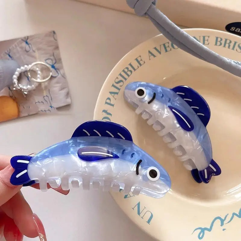 Creative Cute Sardine Grab Clip Women's Premium New Back Head Plate Hairpin Headgear High-end Shark Clip Quake