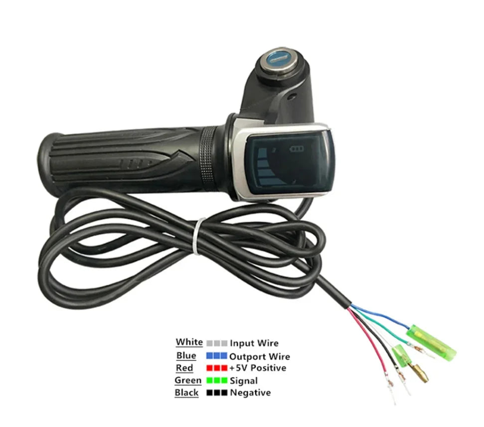 1 Pair 24-48V Universal Electric Handle Bike Twist Throttle With LCD Display Indicator Gas Handle Throttle Lock Key Accessories Quake