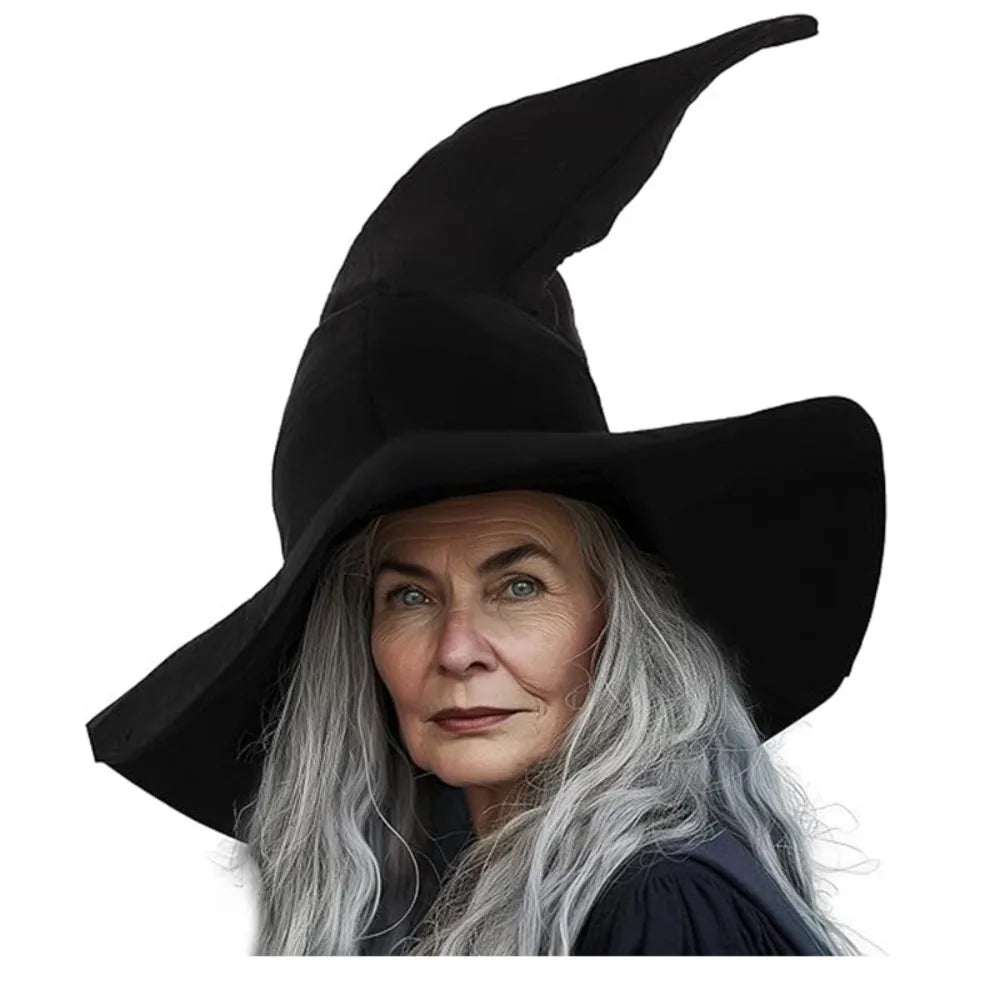 Vintage Twisted Wizard Hat Black Flannelette Wool Knit Hat Folds Devil Cap Photo Props Quake