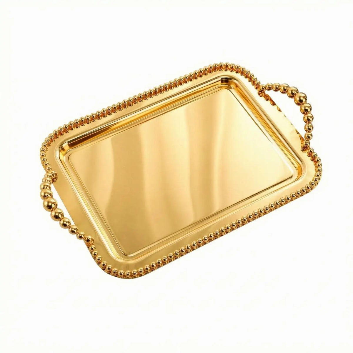 Rectangular Metal Serving Tray for Dining Table Vanity Organization Decorative Mirror Finish Gift Quake
