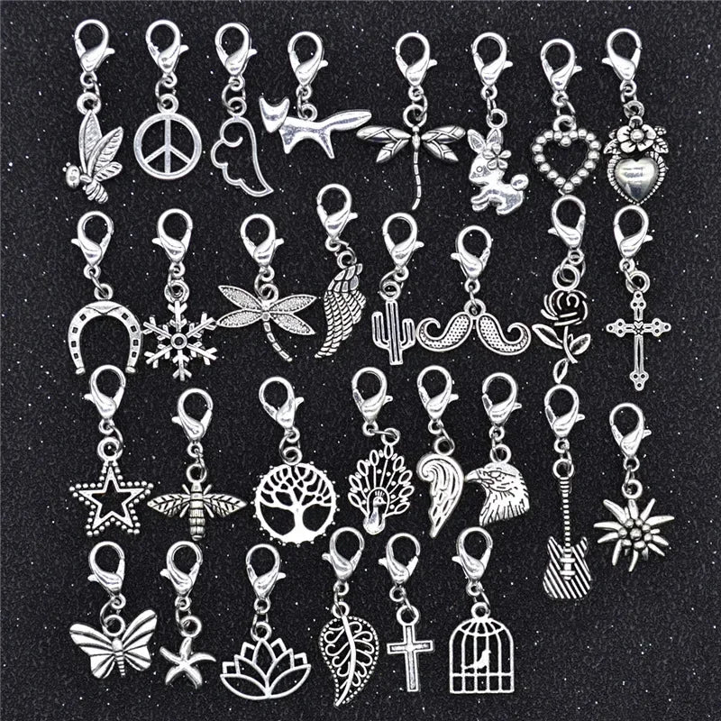 30Pcs Hair Clip Rings Mixed Styles Animal Heart Leaf Flower Charms for Hair Braid Beard Dreadlock Beads Rings Tube Accessories Quake 30pcs NO.2