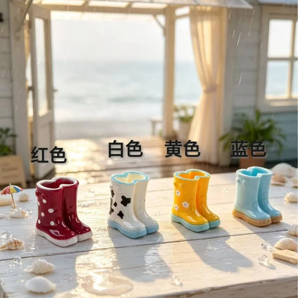 10Pcs Cute Clorful Miniature Home Decor Polka Dot Resin Rain Boots Mini Dollhouse For Fairy Garden DIY Jewelry Making Accessory Quake