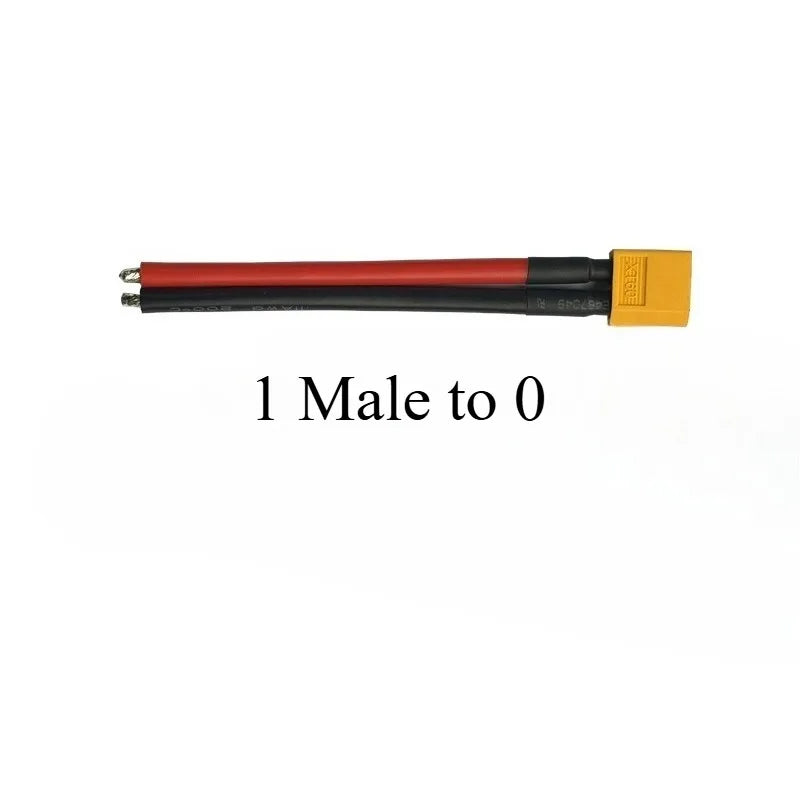 XT30/60/90 1 to 0/1/2/3 Parallel Battery Connector Male/Female Cable Dual Extension Y Splitter Silicone Wire 12AWG for RC ESC Quake 1 Male to 0 XT30 50CM