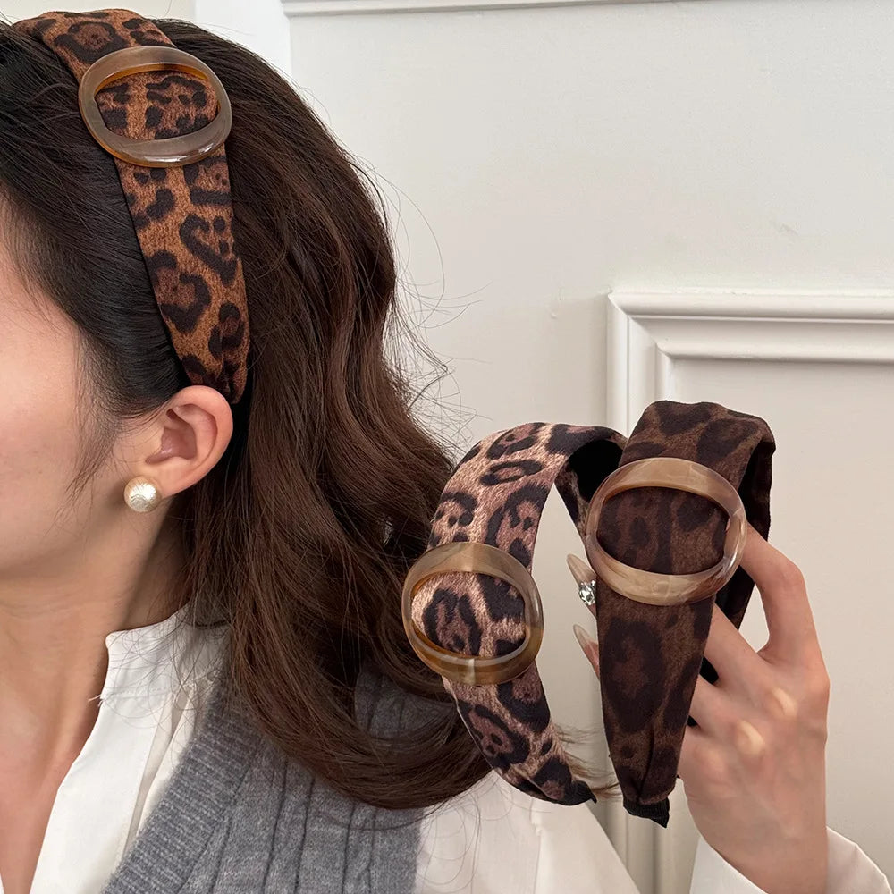 Retro Leopard Print Headbands Korean Style Fashion Personalized Versatile Headbands Women Female Party Holiday Hair Accessories Quake