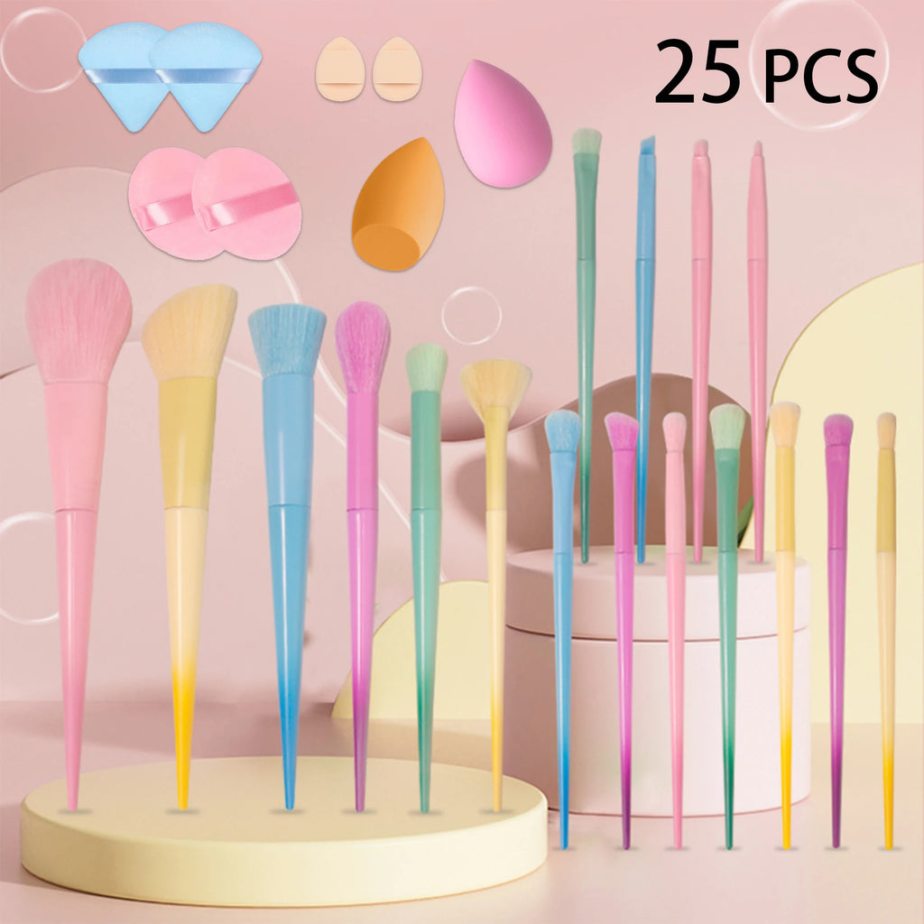 25 PCS Makeup Brushes Set Include Foundation Blending Face Powder Blush Concealers Eyeshadow Makeup Sponge Powder Puff Quake 25 PCS