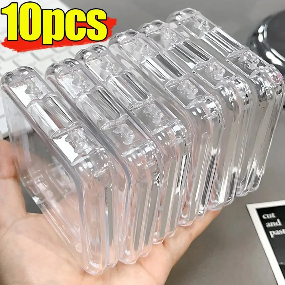 10/1PCS Transparent Acrylic Storage Box Portable Square Nail Container Jewelry Earring Rings Bracelet Badge Nail Packaging Case Quake