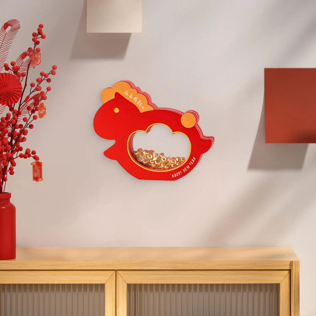 Lucky Horse Wall Sculpture Prosperity Decorative Wall Art for Interior House Decoration Spring Festival Quake