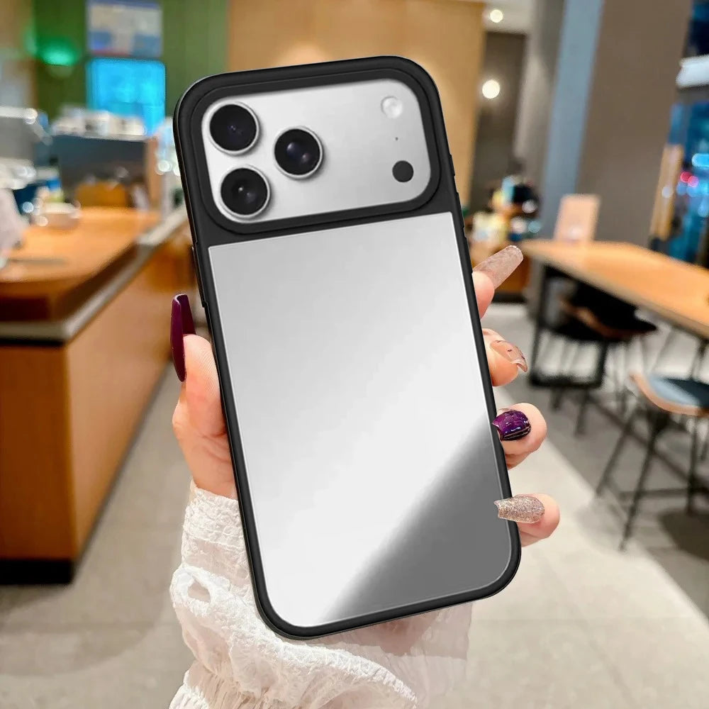 Plain Pure Mirror Surface Magnetic Phone Case Cover for IPhone 12 13 14 15 16 17 18 Pro Max Case with Camera Ring Stand Quake