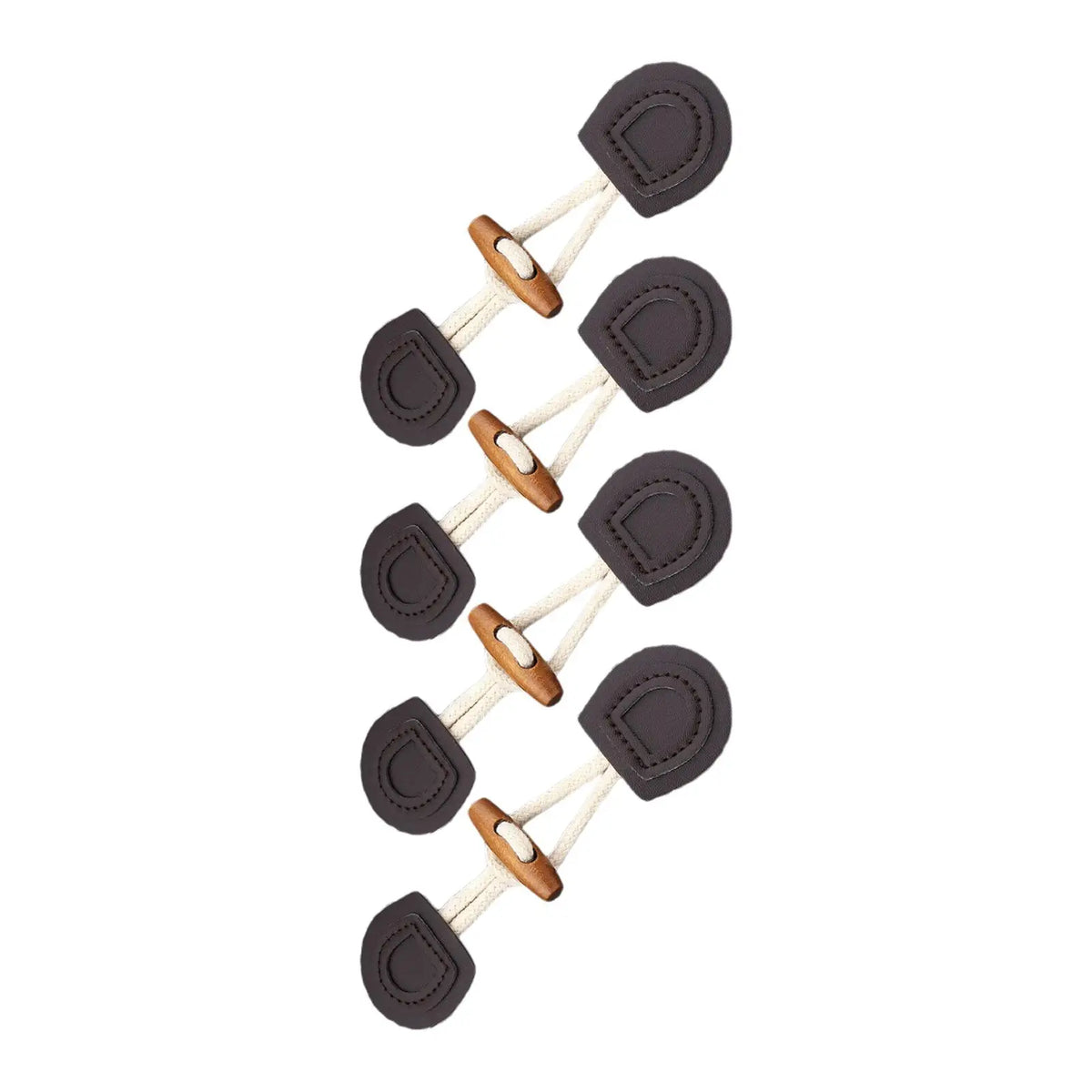 4-Toggle Clasp Buttons DIY Craft Sewing Button PU Sew On Clothing Decoration Quake DarkBrown