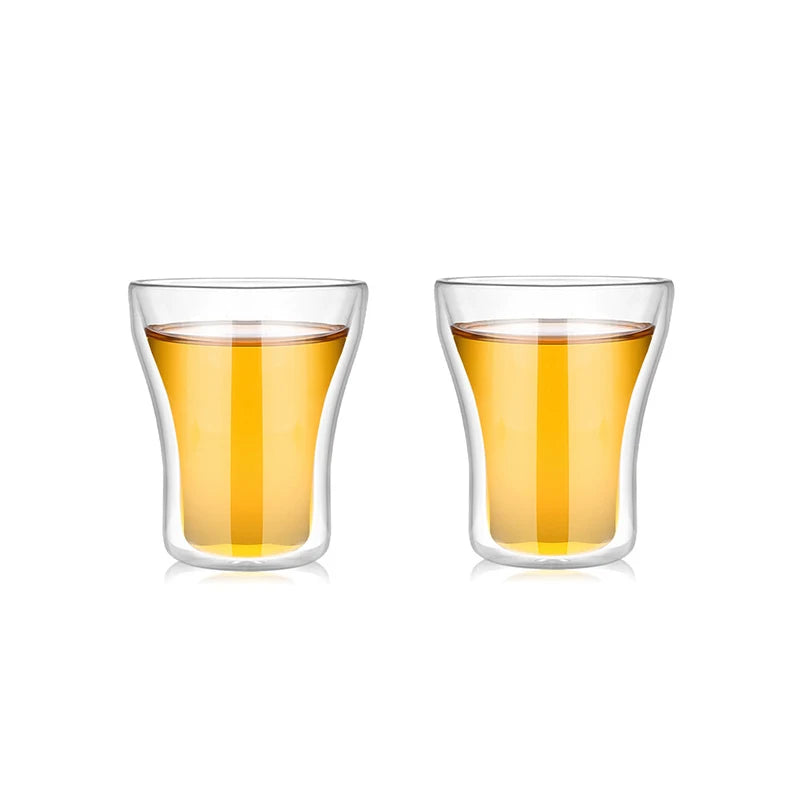 YWDL 1/2/4pcs Clear Double Wall Glass Cup Breakfast Mug High Borosilicate Glass Insulated Coffee Tea Cup Tea Drink Cups Quake 2pcs 80ml