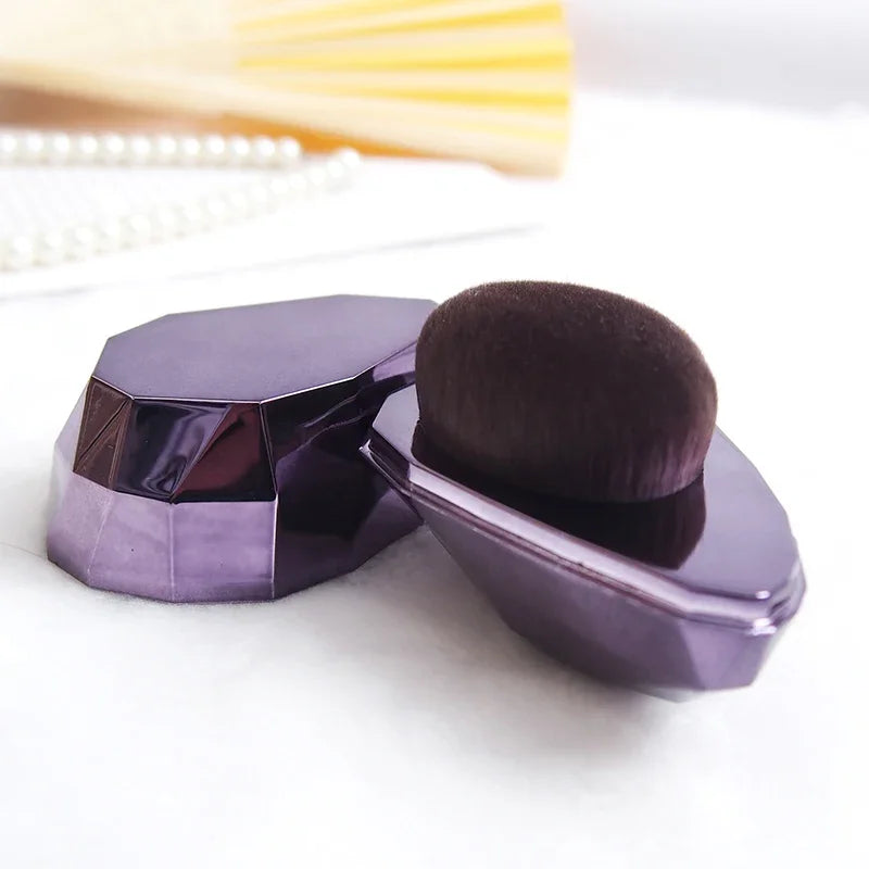 Purple Diamond Cut Liquid Foundation Brush Fine Soft Fiber Buffering Blush Brush Wet Dry Bronzer Contour Makeup Brush With Cover Quake