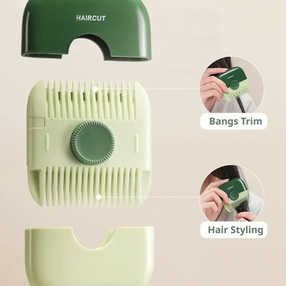Manual Hair Trimmer Comb for Bangs Fringe Thinning Split Ends Remover Portable Haircut Tool for Kids Adults with Scale Case Quake