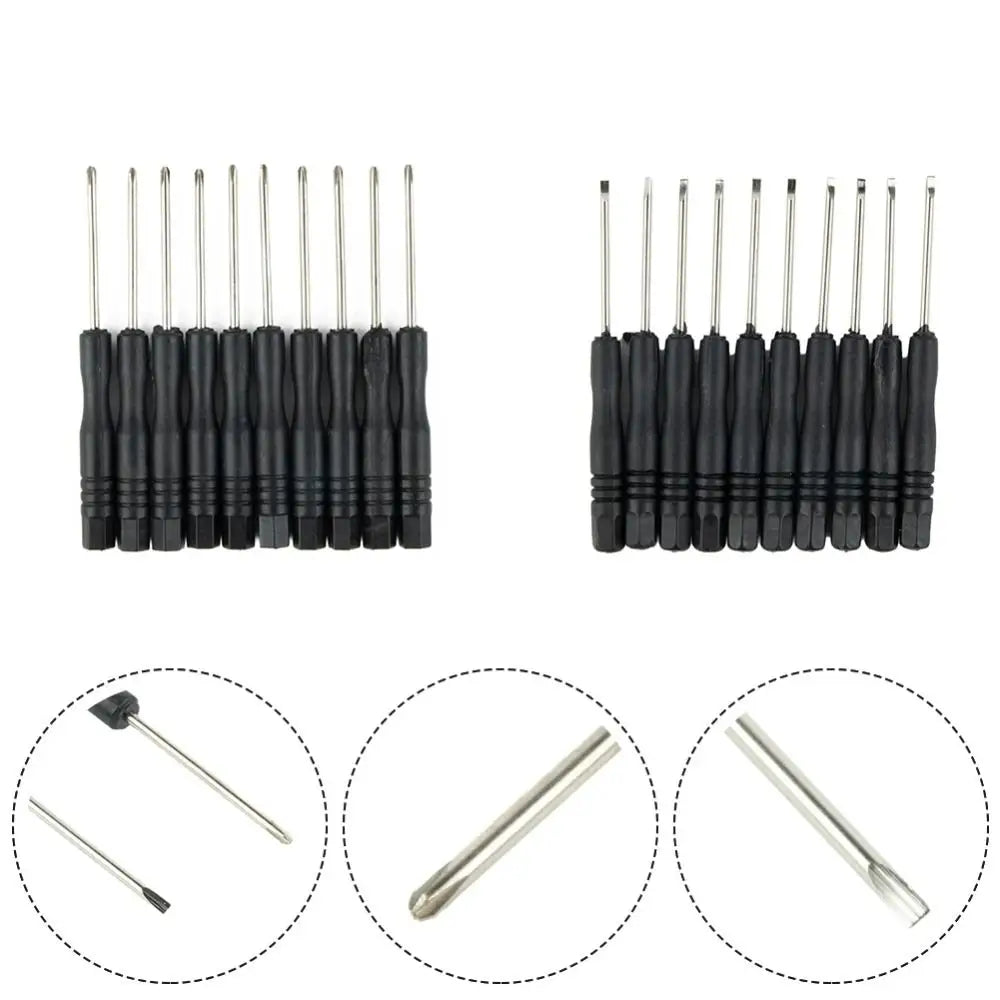 10Pcs Portable Small Mini Screwdriver Slotted Cross Phone Repair Tool Screwdrivers Black 2mm 3mm Disassembly Screwdriver Quake