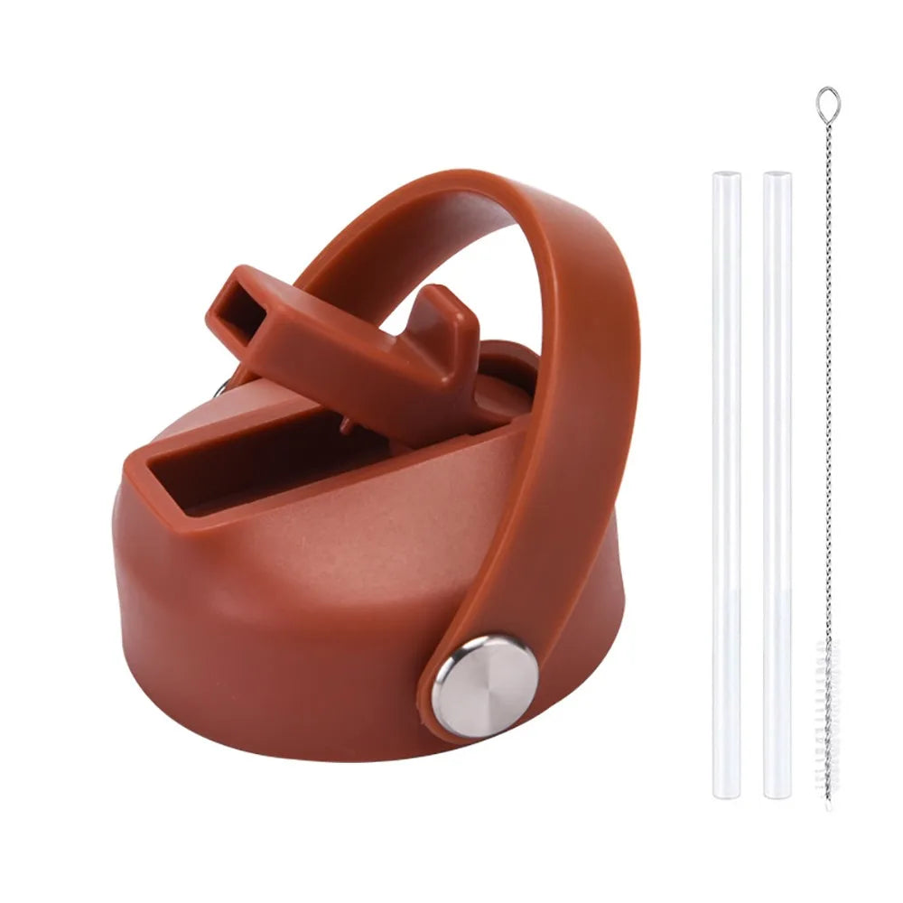 PP Plastic Cup Lid Splash Spill Proof With Big Handle Vacuum Bottle Replacement Lid Wide Mouth Bottle Cover Quake 17