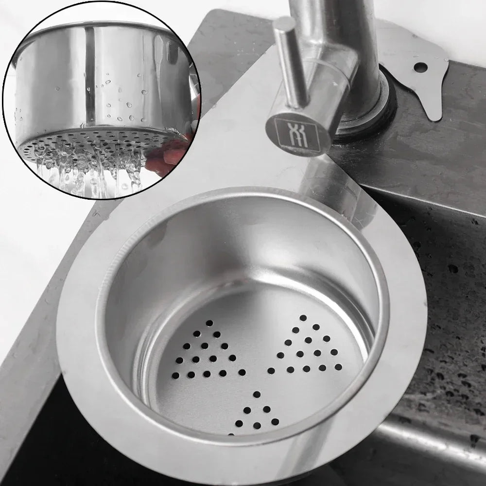 Kitchen Sink Strainer Basket Stainless Steel Swan Leftover Filter Removable Goosehead Storage Drain Basket Hanging Drainage Rack Quake