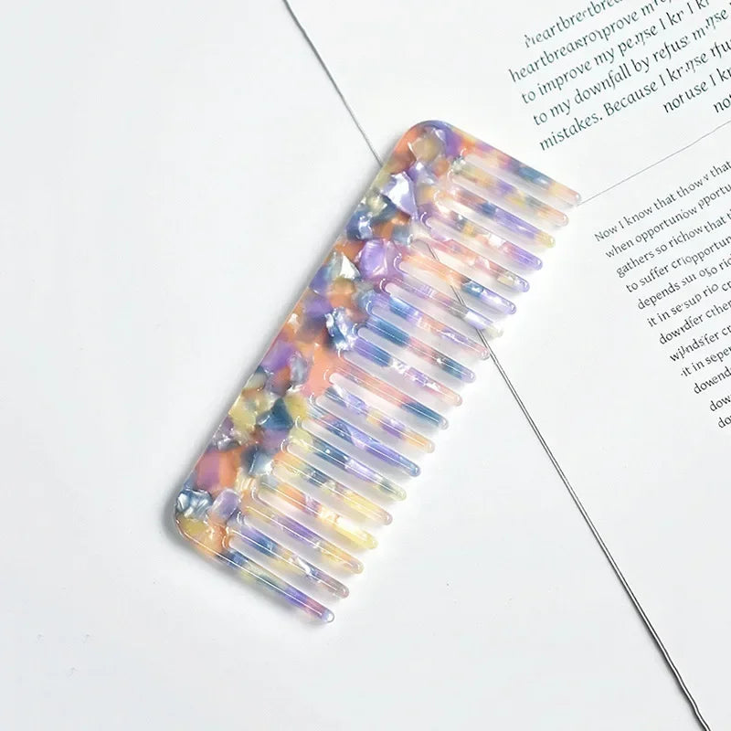 Wide Teeth Acetate Hair Combs Anti-static Massage Hair Brush Hairdressing Colorful Hairdress Salon Styling Traveling Accessories Quake NO.19 11.8x4.6cm