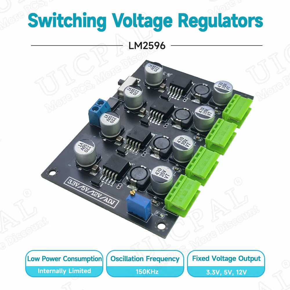 Multi-Circuit Switching Power Module 3.3V 5V 12V ADJ Adjustable Voltage Output Power Modules LM2596 Quake