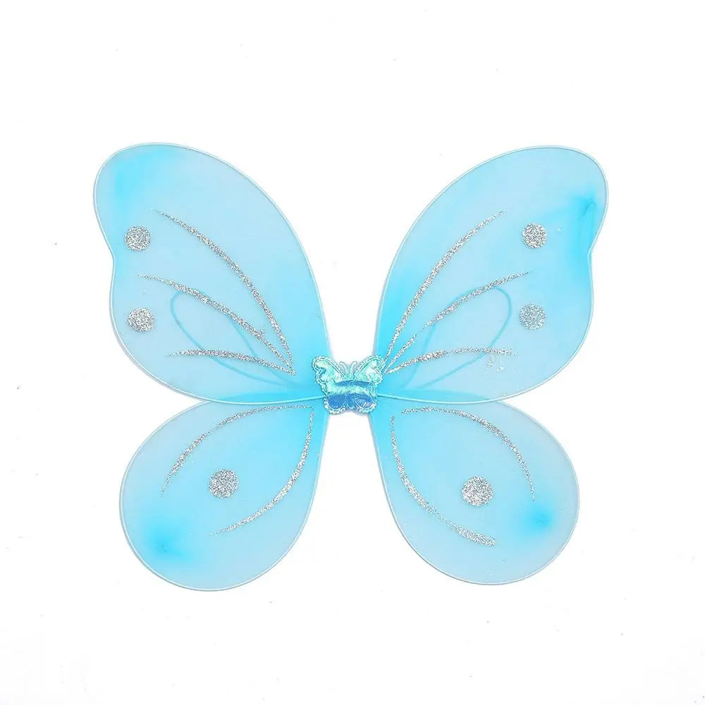 3Pcs/Set Kids Headband Wings Wand Girls Summer Photography Outfit Children Yellow Green Purple Pink Fairy Tale Props Quake Style 4-only wings