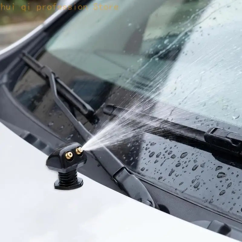 Car Windshield Washer Nozzle for Washer System Maintenance, Two-Outlet Adjustable Washer Nozzles with Hose Fittings and Install Quake
