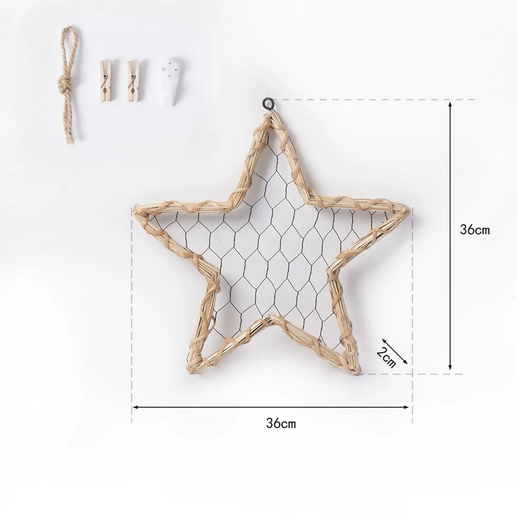Wall Grid Panel Stars Shaped Weaving Holder for Entrances Living Room Office Quake