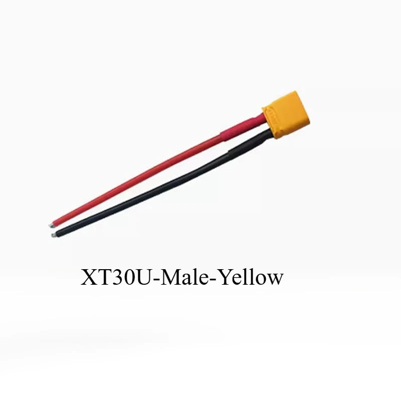 Pre‑Crimped XT30 Power Connector Cord 14AWG Max‑Fit Gauge Silicone Wire Male/Female Plug for RC Aircraft Drone Charger Wiring Quake XT30U-Male-Yellow 3PCS 60CM