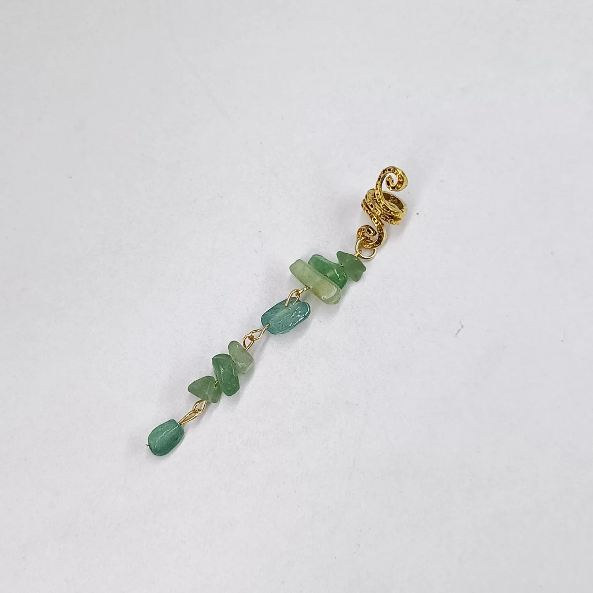New Colored Hair Beads Crystal Stone Braids Barrette Spiral Charms Beads for Women Jewelry Vintage Hairpin Dreadlock Accessories Quake Green-short