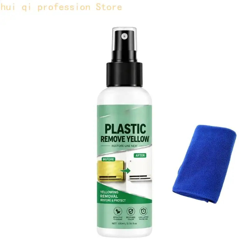Household Plastic Shell Cleaner for Yellowed Trim and Car Interior Parts, Wipe-On Plastic Yellow Remover with Towel H8WE Quake 100ml CN