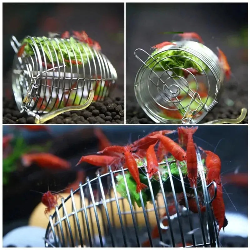Shrimp Feeding Dish Stainless Steel Shrimp Bowls Feed Dish Metal Container Bait Cage Fish Tank Accessories for Shrimp Foods Quake