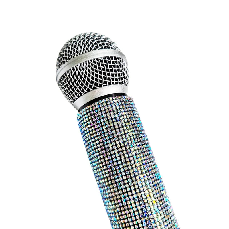 Rhinestone Simulation Microphone Props Colorful Plastic Fake Micriphone Decoration Ornaments For Home Bar Party Favors Photograp Quake