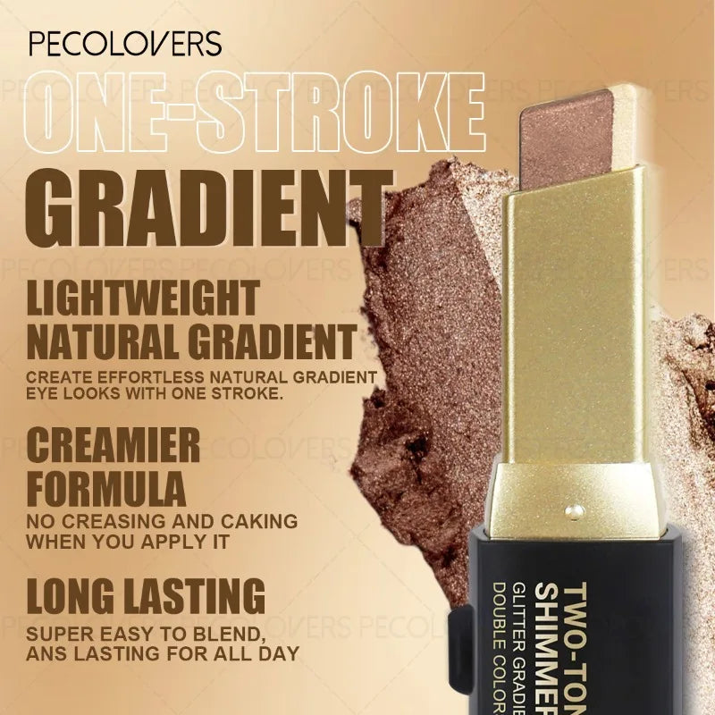1PC Two-color Eyeshadow Stick, Eye Highlighter, Lazy Eyeshadow, One Touch To Set, High Color Development, Eye Cosmetics Quake