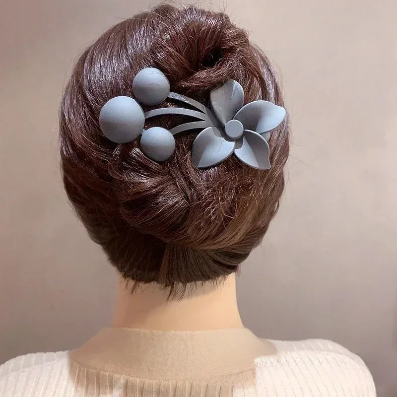 Elegant Flower Hair Clips Clamp Women Summer Hair Clip Headdress Back Head Spoon Coiled Hairpins Duckbill Clip Ponytail Holder Quake
