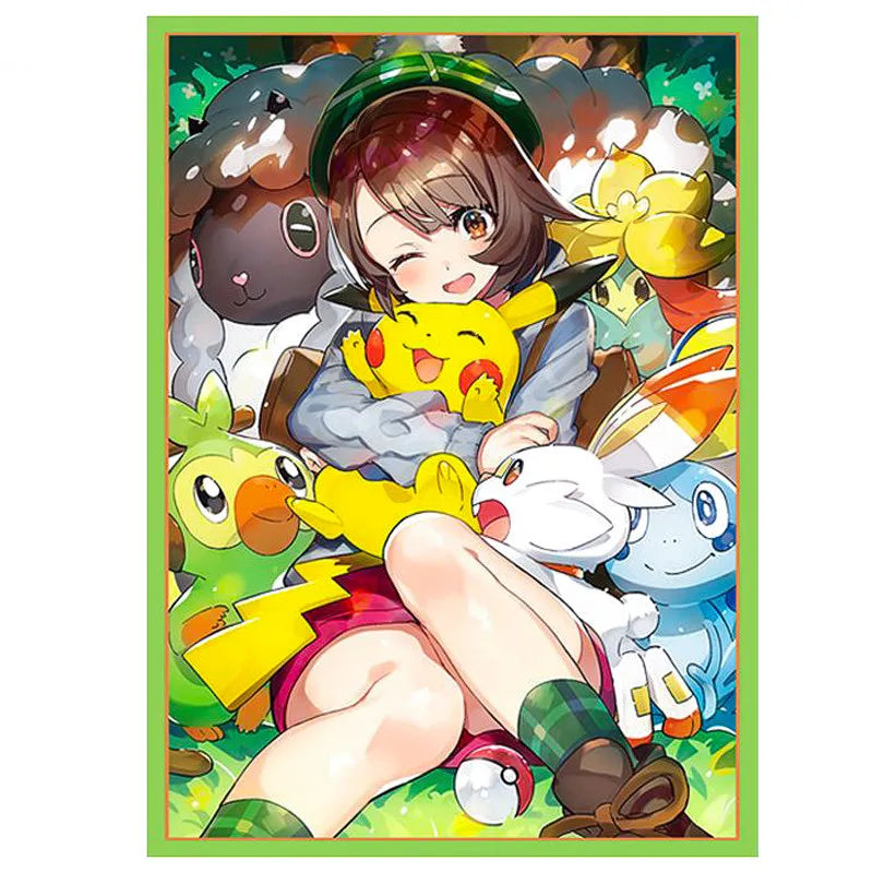 New Hot 13 Styles Pkm TCG Card Sleeves 66x91mm Lillie Marnie Iono Gloria Smooth Feel Protective Sleeves Game Card Accessories Quake xy 100pcs