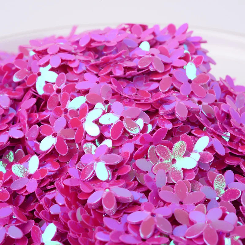 50g/500g Glitters Sequins Flower with Hole PVC Paillette DIY Wedding Sewing Process Clothing Craft Lentejuelas Accessories Quake 84 rose red 500g