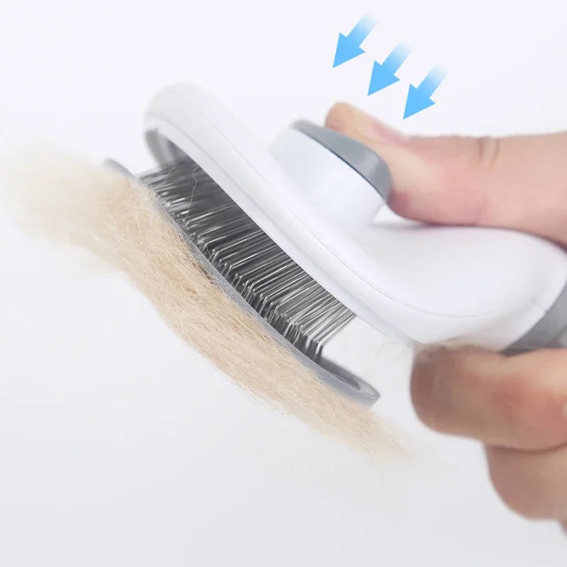 1PCS Pet Hair Removal Brush Dog Hair Comb Stainless Steel Automatic Hair Fading Cat Comb Pet Cleaning Grooming Supplies Quake
