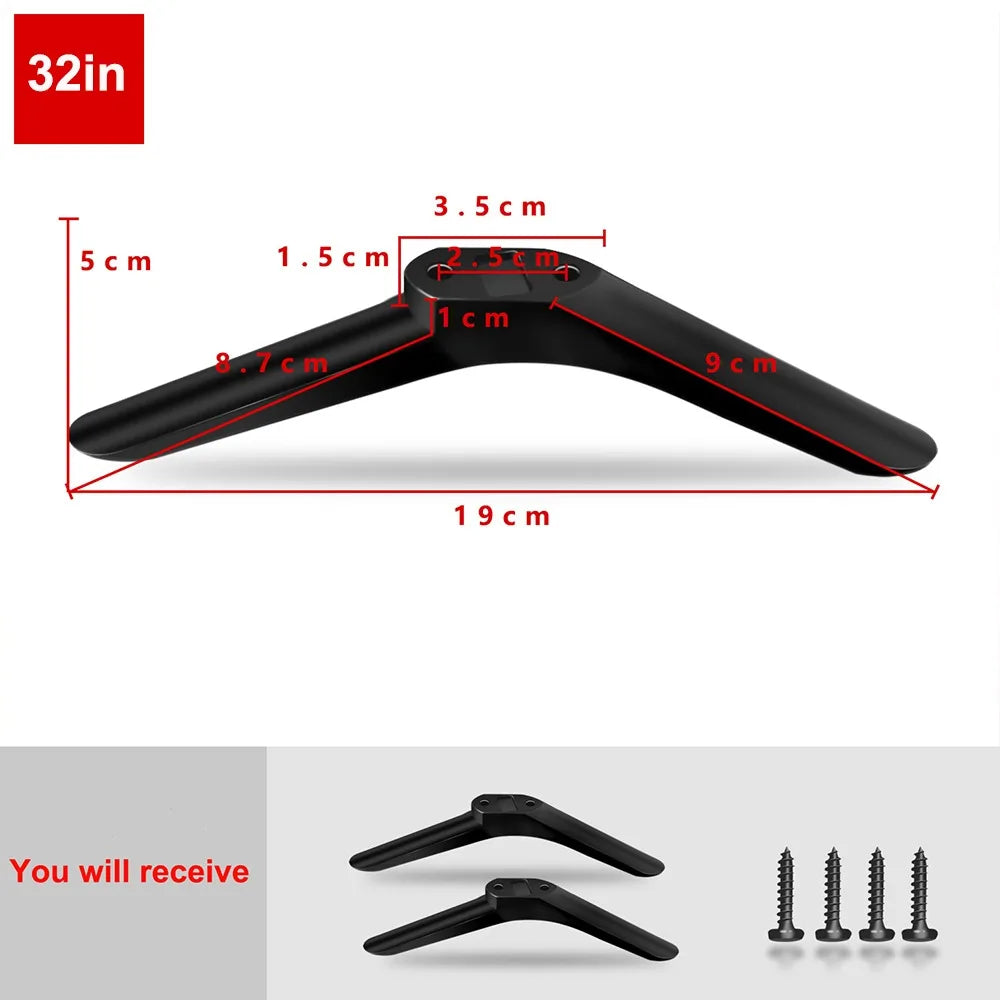 New Universal TV Base Stand Legs With Screws Black Television Tabletop Foot Pedestal Feet Bracket Living Room Quake 32in