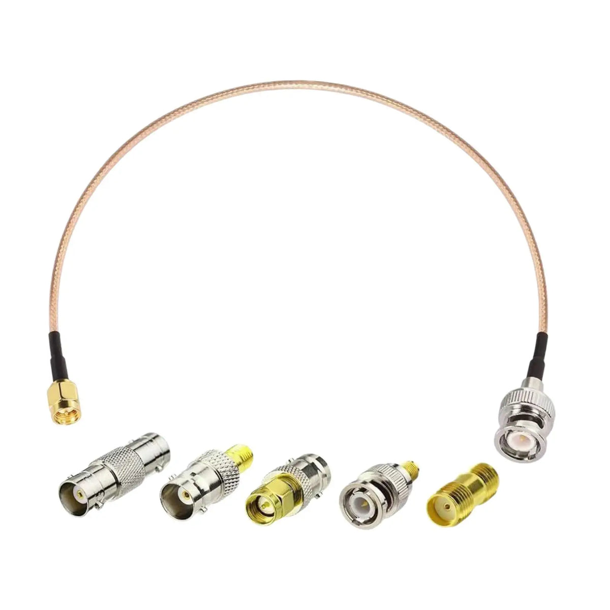 SMA Male to BNC Male Cable Kit Gold Silver Metal RF Coax Extension Connector for LAN External Antenna Quake