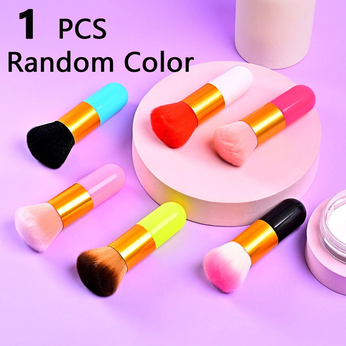 1 PCS Oversize Makeup Brush Random Color Powder Brush, Fluffy Kabuki Brush Makeup Brush For Perfect Foundation, Bronzer, Highlig Quake 1 PCS Random Color