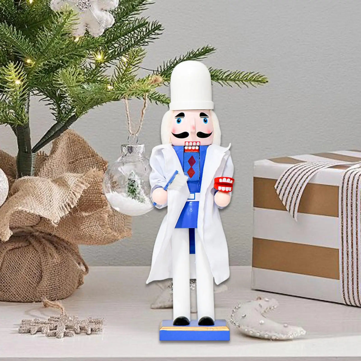 Christmas Nutcracker Decoration Wooden Nutcracker Figurine Decorative Desktop Ornament Home Decor for Party Favors Festival Quake Default Title