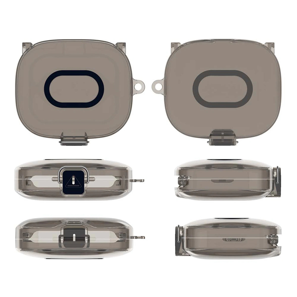 TPU Protective Case for Shokz OpenFit Pro One-piece Earbuds Cover Snap Lock Buckle Carabiner Clip Anti-drop Quake transparent grey