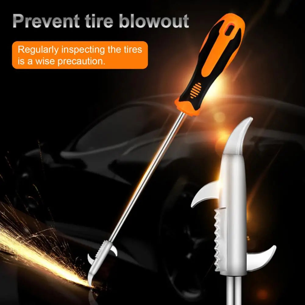 Zinc Alloy Tire Tool Tire Hook Tool Car Tire Groove Stone Remover Universal Wheel Debris Picker with Anti-slip Handle Portable Quake