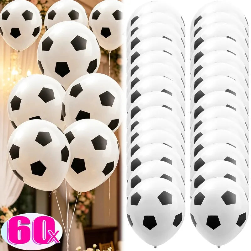 60/20PCS 12inch Latex Football Balloons Set Inflatable Soccer Balloon Kids Toys Sport Theme Party Supplies Birthday Decoration Quake