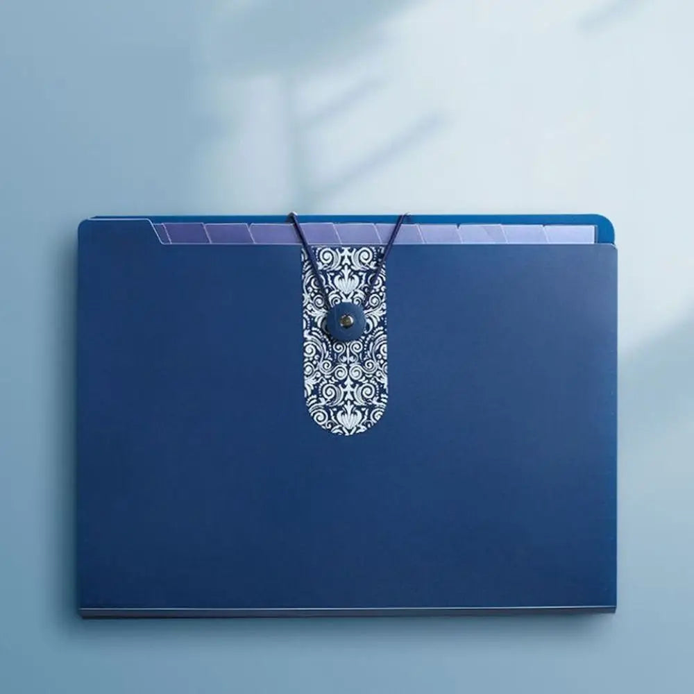 8 Grids Organ File Folder A4 Large Capacity Paper Documents Folder Office School Supplies Document Organizer Expanding File Bag Quake dark blue