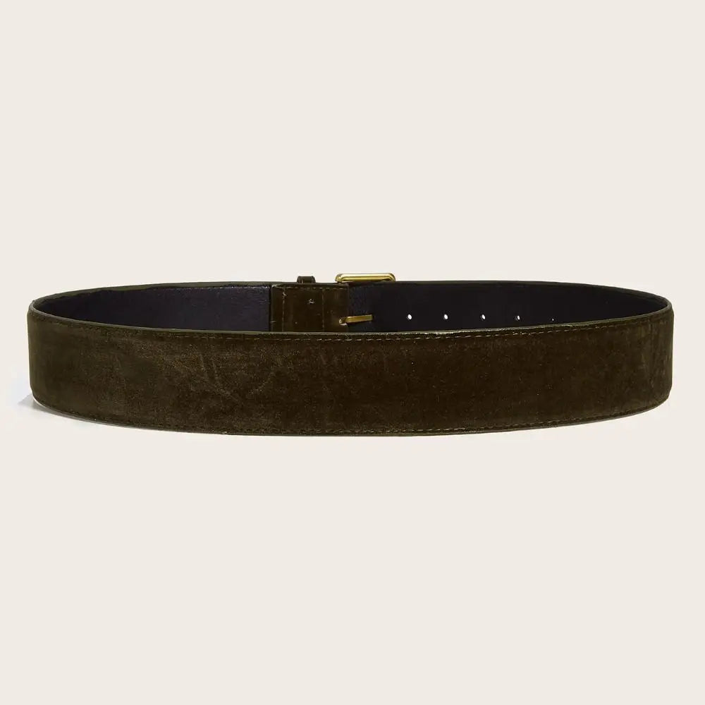 Women Fashion Luxury Design Suede Leather Wide Belt Trendy Casual Business Waist Strap Versatile Trouser Dress Belts Gifts Quake