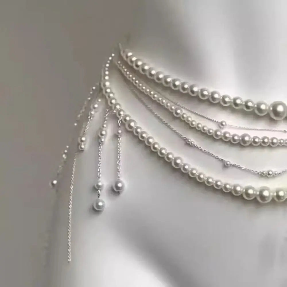 Fashion Retro Pearl Waist Chains Multilayer Jewelry Clothing Accessories Tassel Belt Versatile Elegant Waist Decorations Women Quake